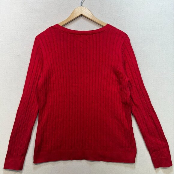 Croft & Barrow Womens V-Neck Sweater Medium Red Cable Knit Cozy Casual Pullover - Picture 11 of 13